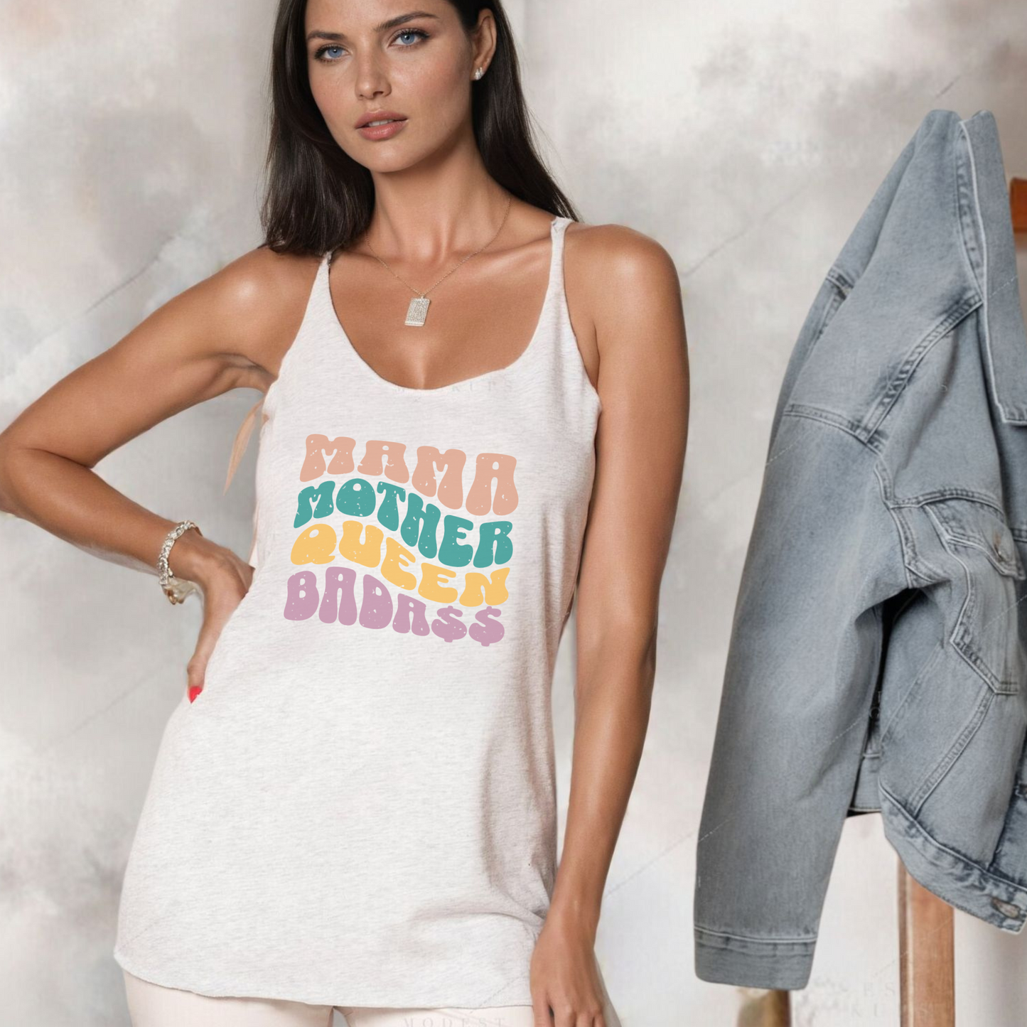 Mama, Mother, Queen, Bada$$ - Women's Racerback Tank