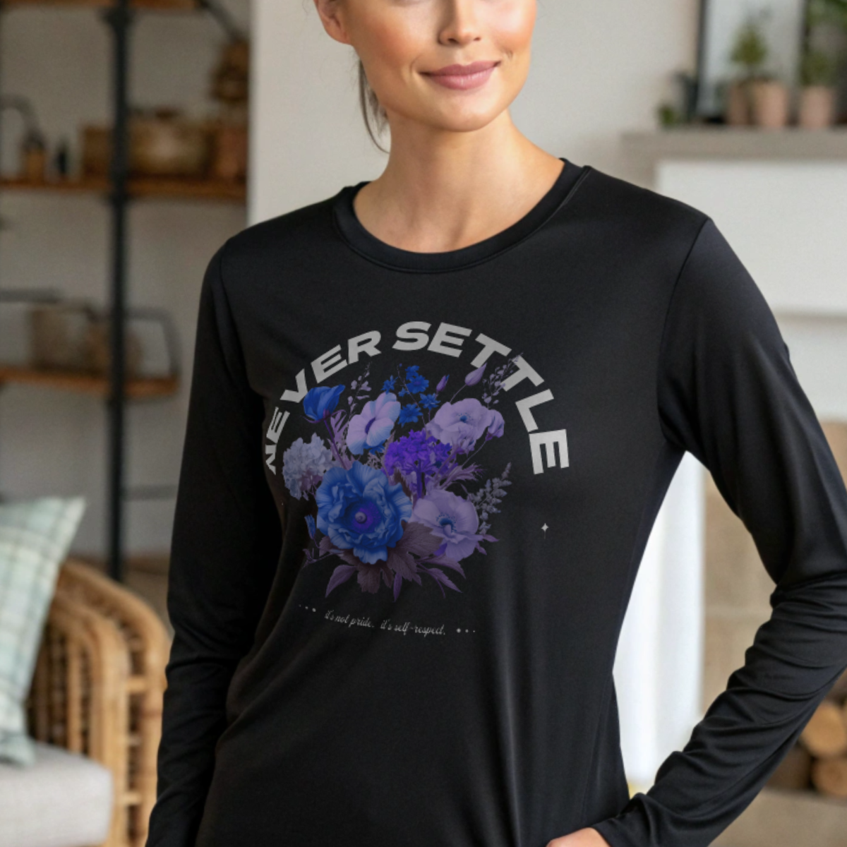 Never Settle, It's not pride, It's self-respect floral Unisex Long Sleeve Tee